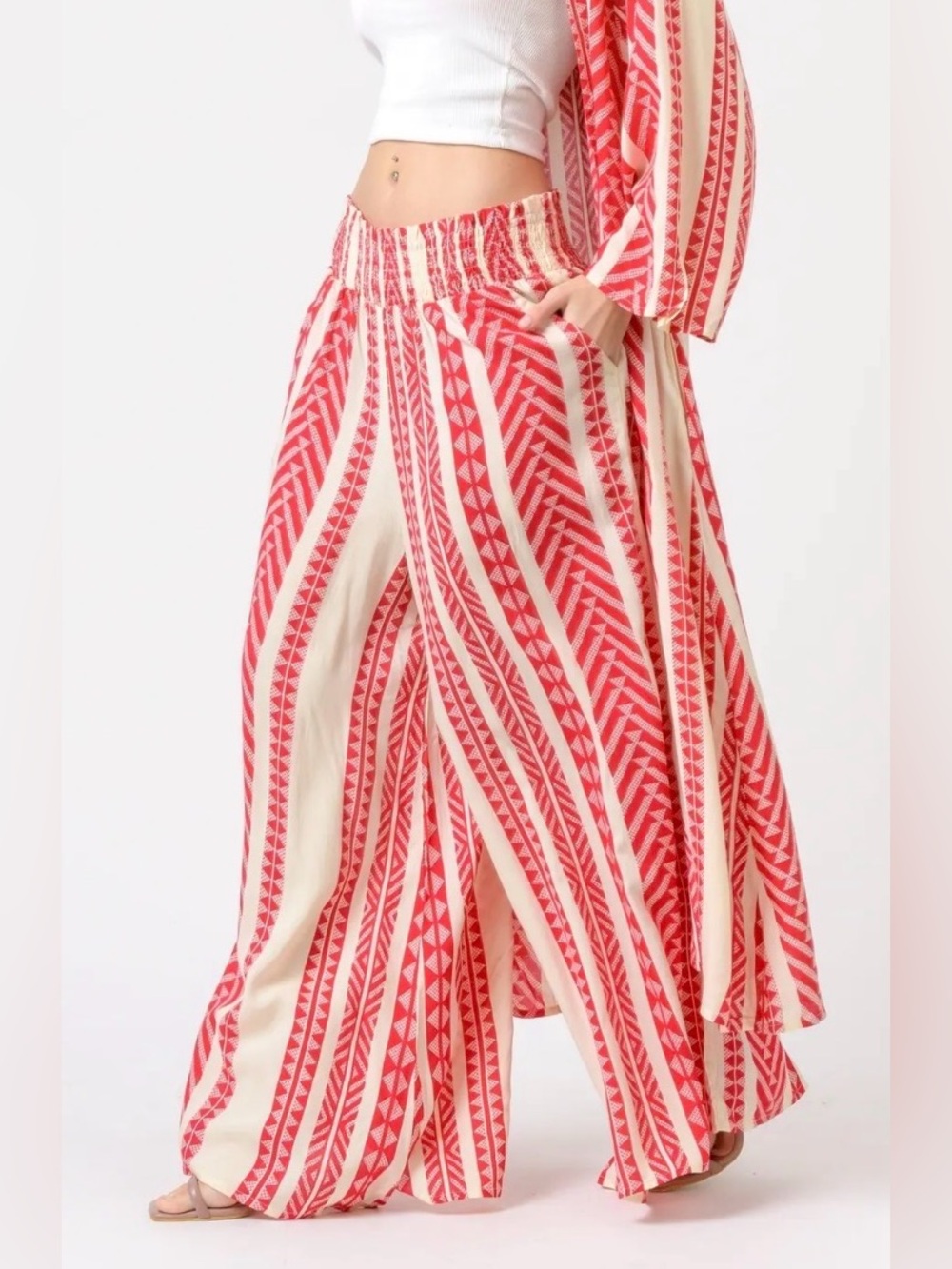 Aztec Print Palmas Pants-Red-L/XL